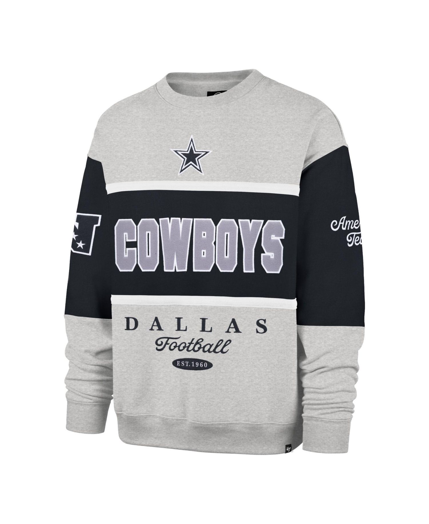 Men's Dallas Cowboys Blockfield Maximalist Oversized Color-Block Crewneck Sweatshirt