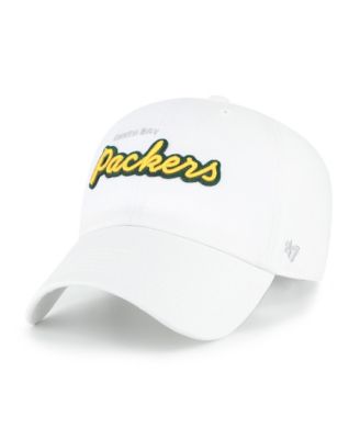 Women's White Green Bay Packers Trendy Script Clean Up Adjustable Hat