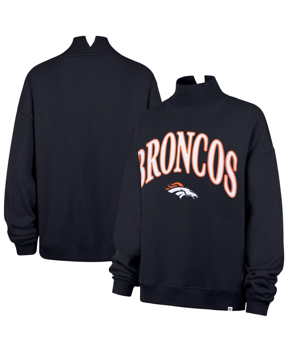 '47 Brand Women's Denver Broncos Vantage Mock Neck Oversized-Cropped Sweatshirt