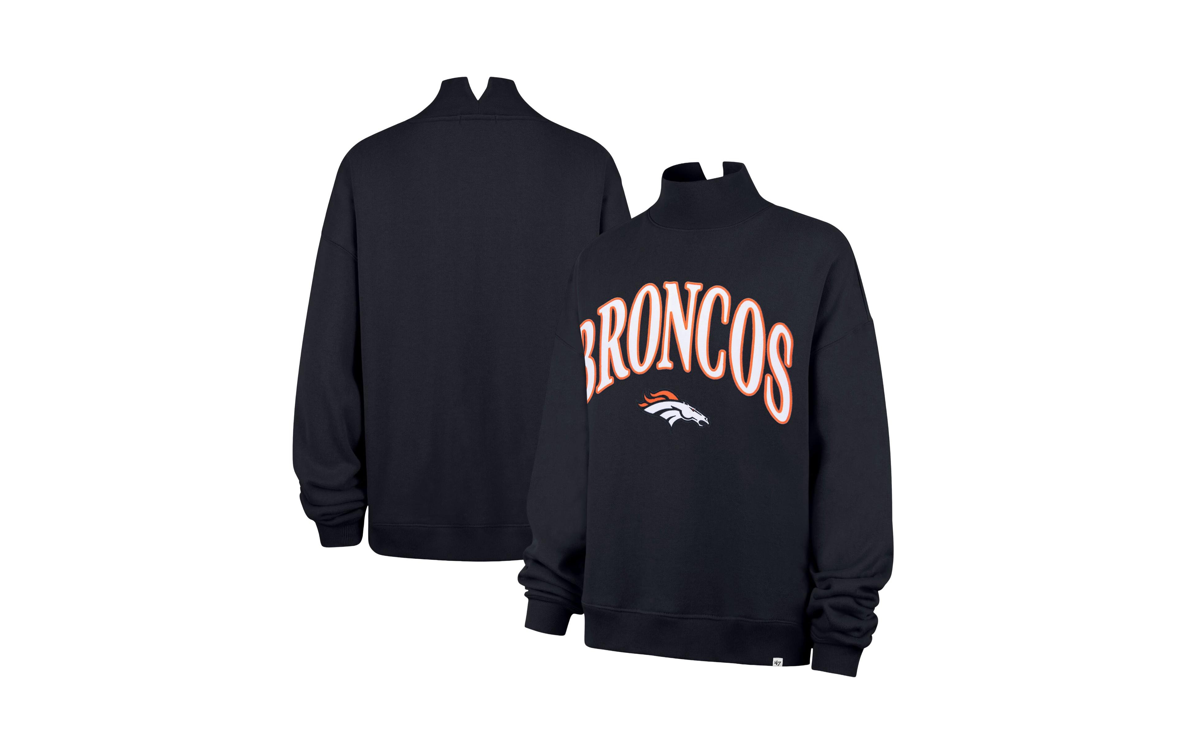 '47 Brand Women's Denver Broncos Vantage Mock Neck Oversized-Cropped Sweatshirt
