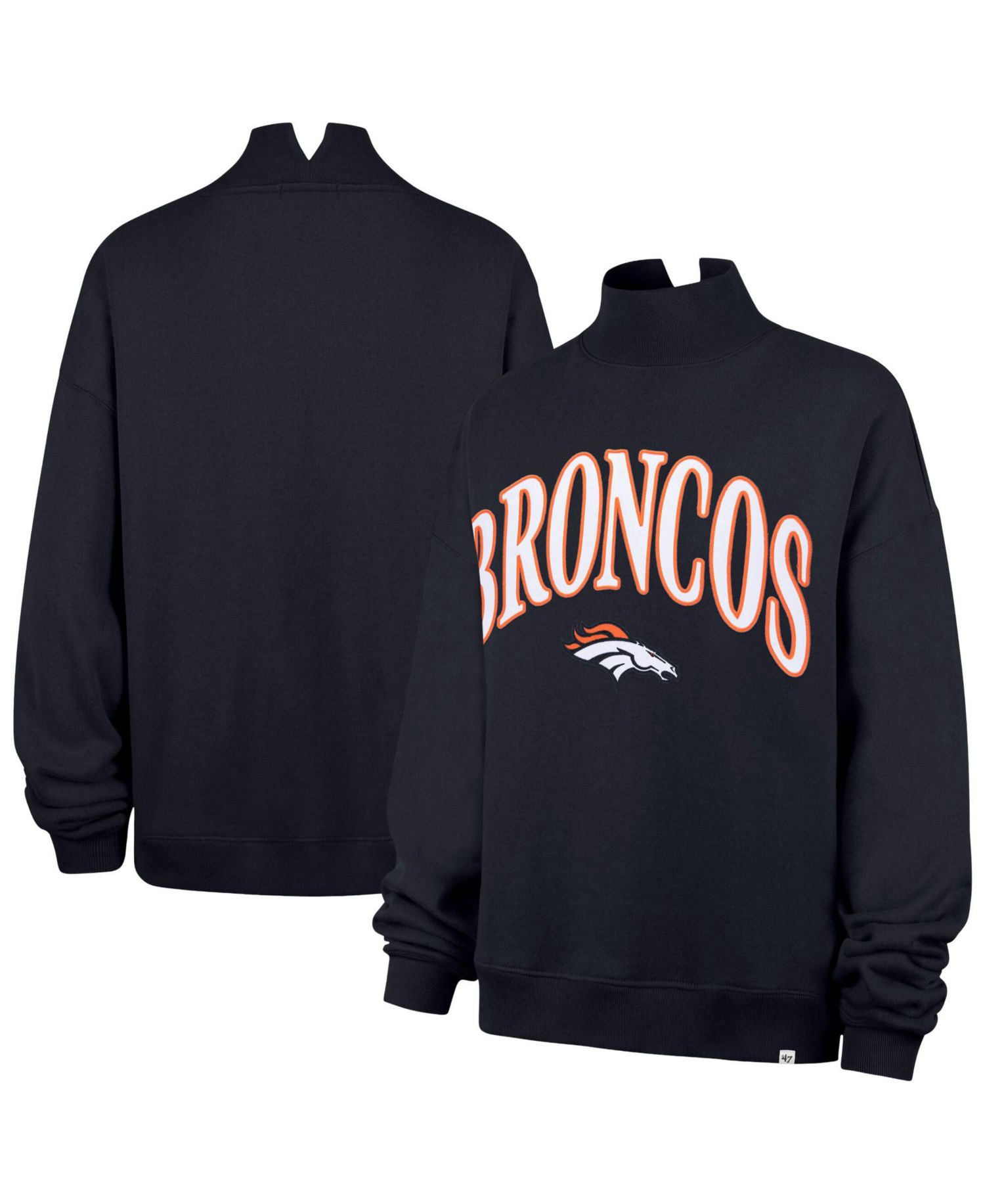 Women's Denver Broncos Vantage Mock Neck Oversized-Cropped Sweatshirt