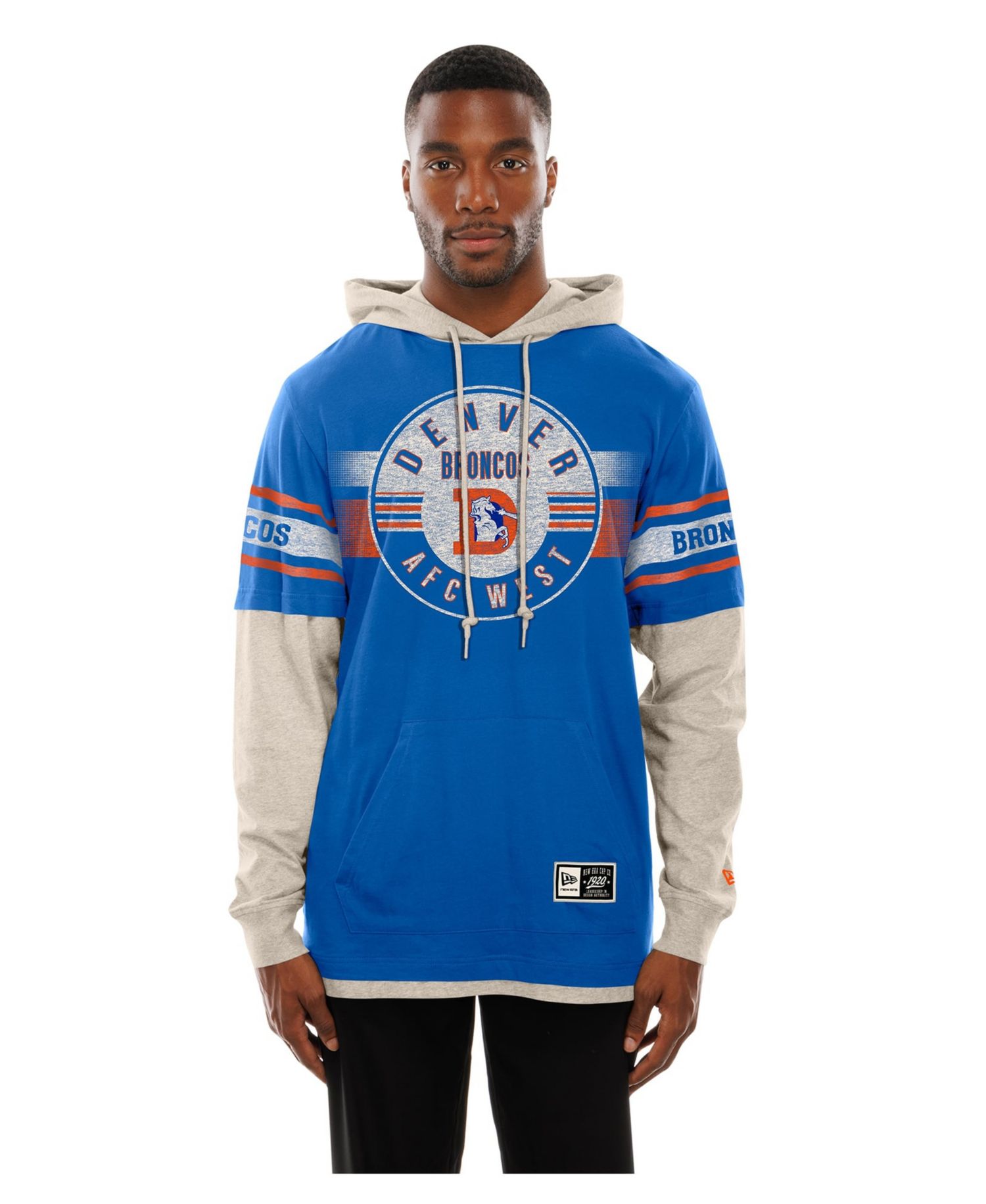 Men's Denver Broncos Twofer Layered Hooded Long-Sleeve T-Shirt