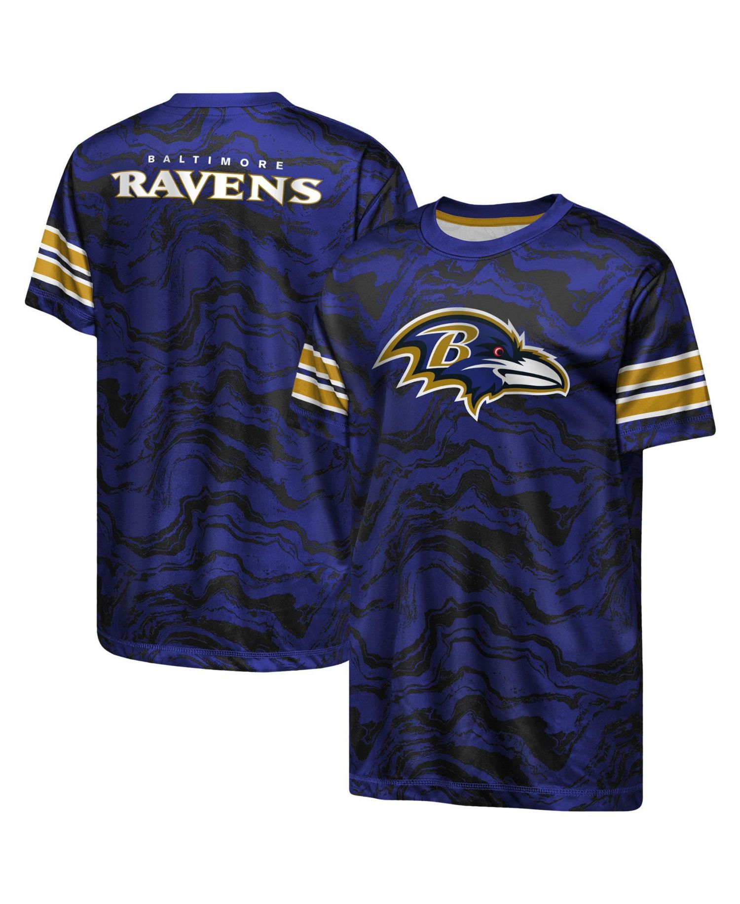 Boys' 4-20 and Girls' 4-16 Baltimore Ravens Slant Route Performance Crewneck Regular-Fit T-Shirt