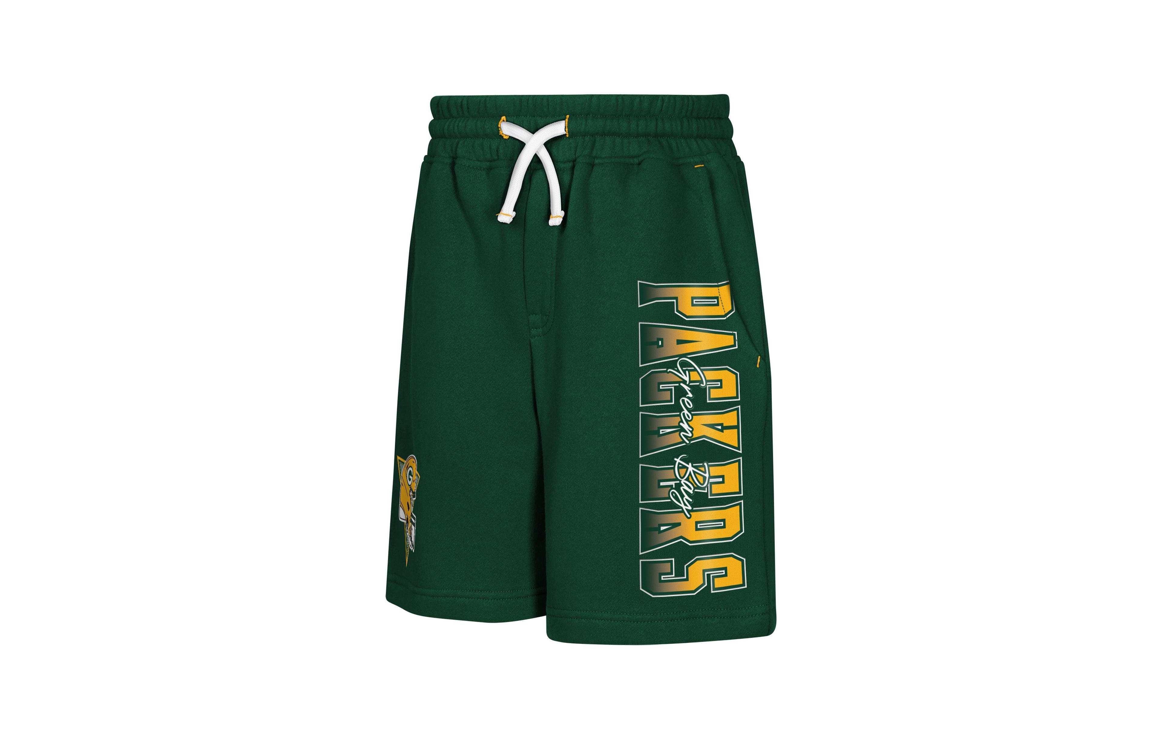 Outerstuff Boys' 4-20 and Girls' 4-16 Green Bay Packers Audible Pull-On Brushed Fleece Shorts