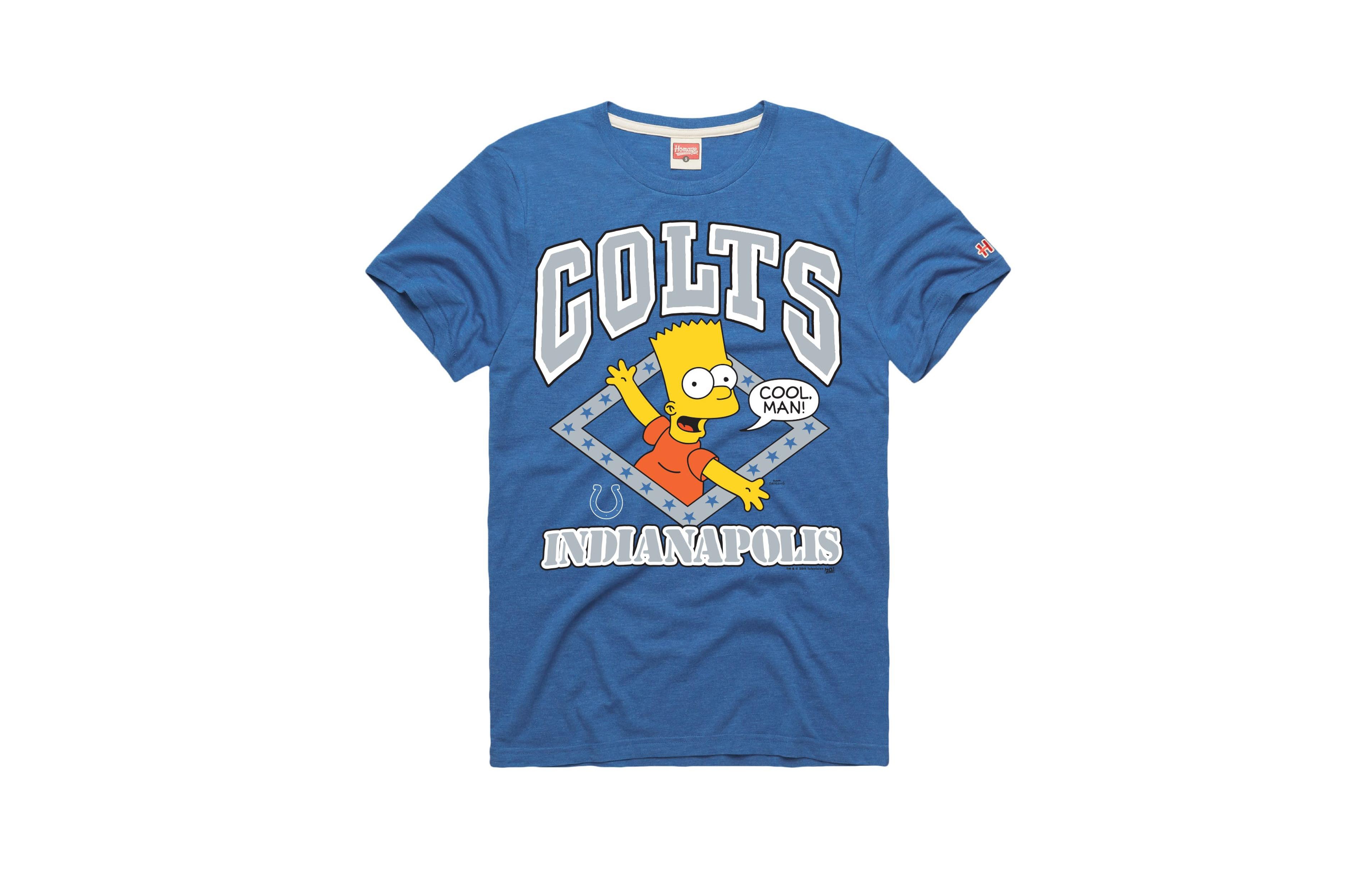 Homage Men's and Women's Royal Indianapolis Colts x The Simpsons Tri-Blend T-Shirt