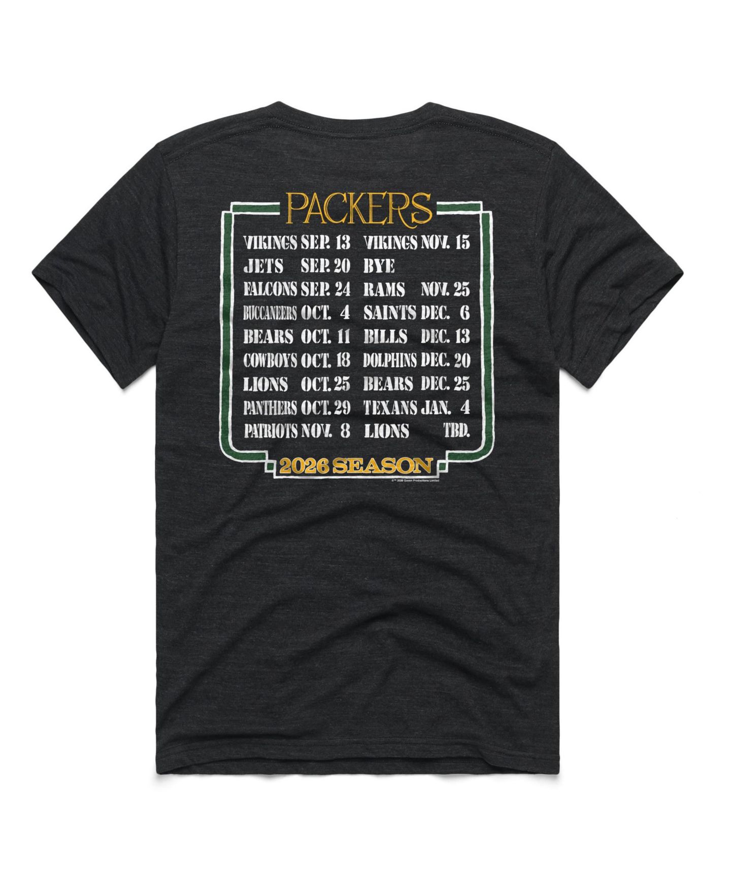 Футболка Homage Green Bay Packers Schedule Queen Tri-Blend — фото 2