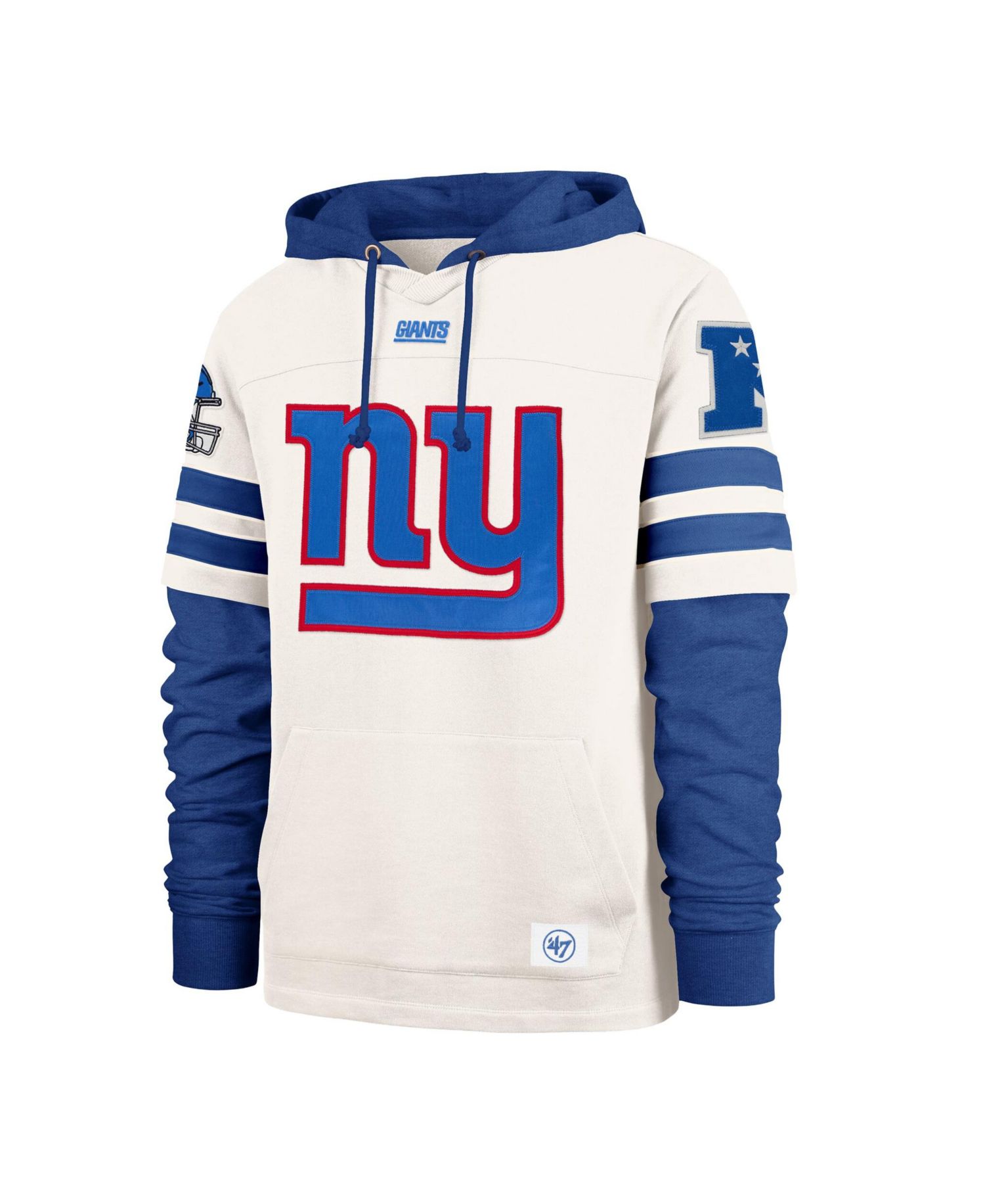 Men's Cream New York Giants Split Zone Cornerback Duo Lacer Hoodie