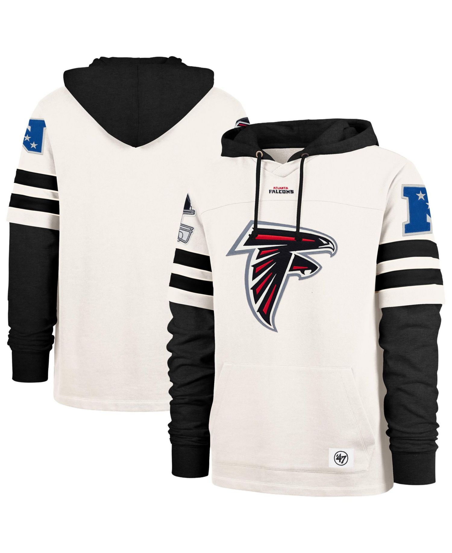 Men's Cream Atlanta Falcons Split Zone Cornerback Duo Lacer Hoodie