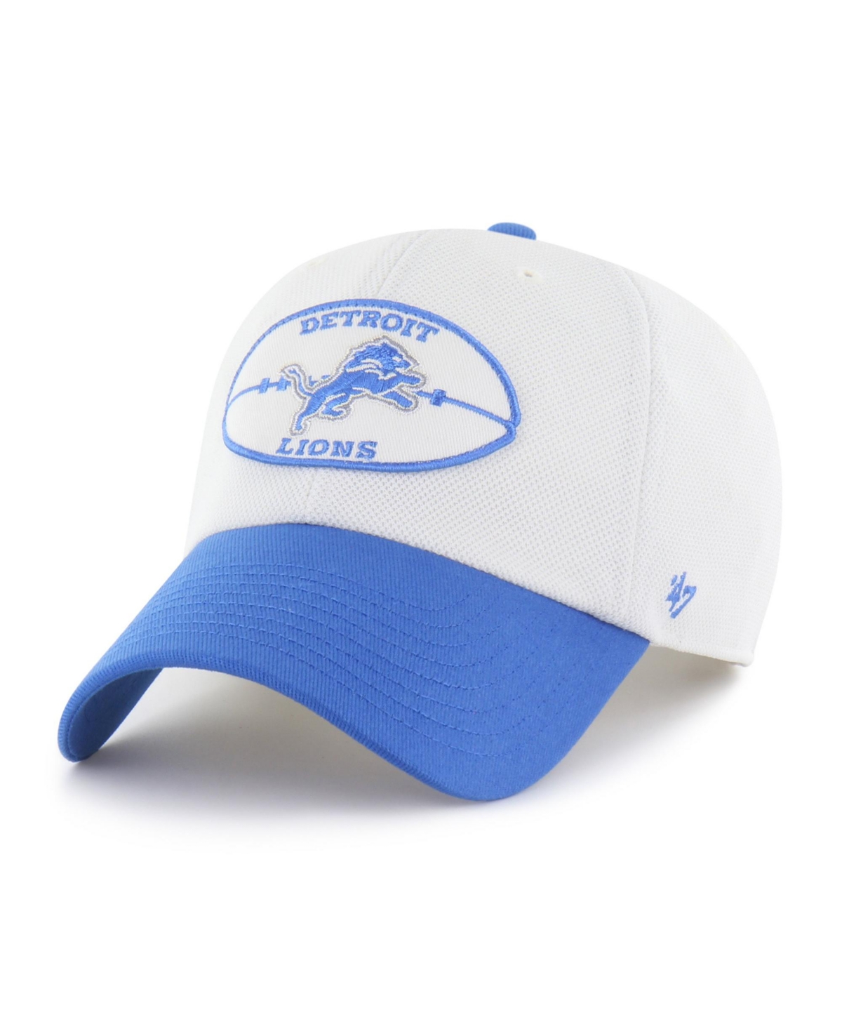 '47 Brand Men's White/Blue Detroit Lions Pique Patch Clean Up Adjustable Hat - White, Blue