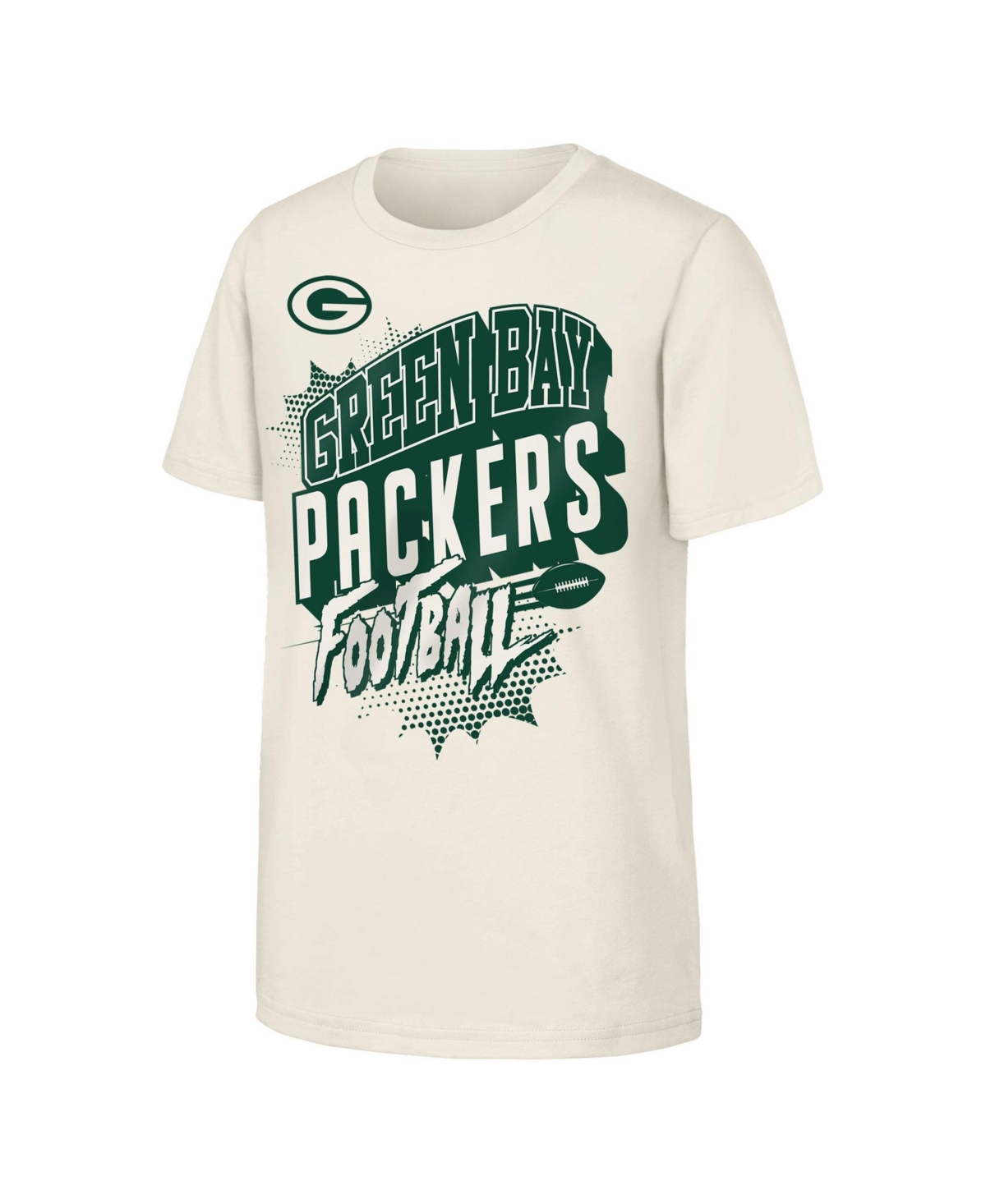 Outerstuff Kids' Boys' 4-20 And Girls' 4-16 Green Bay Packers Action Comic Crewneck Screen-print Graphic T-shirt In Natural