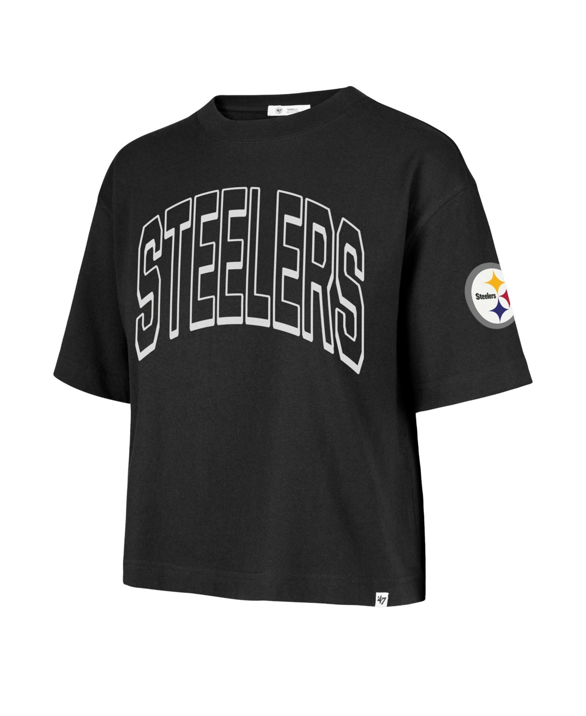 '47 Brand Women's Pittsburgh Steelers Call Out Reed City Screen-Print Crewneck Cropped T-Shirt