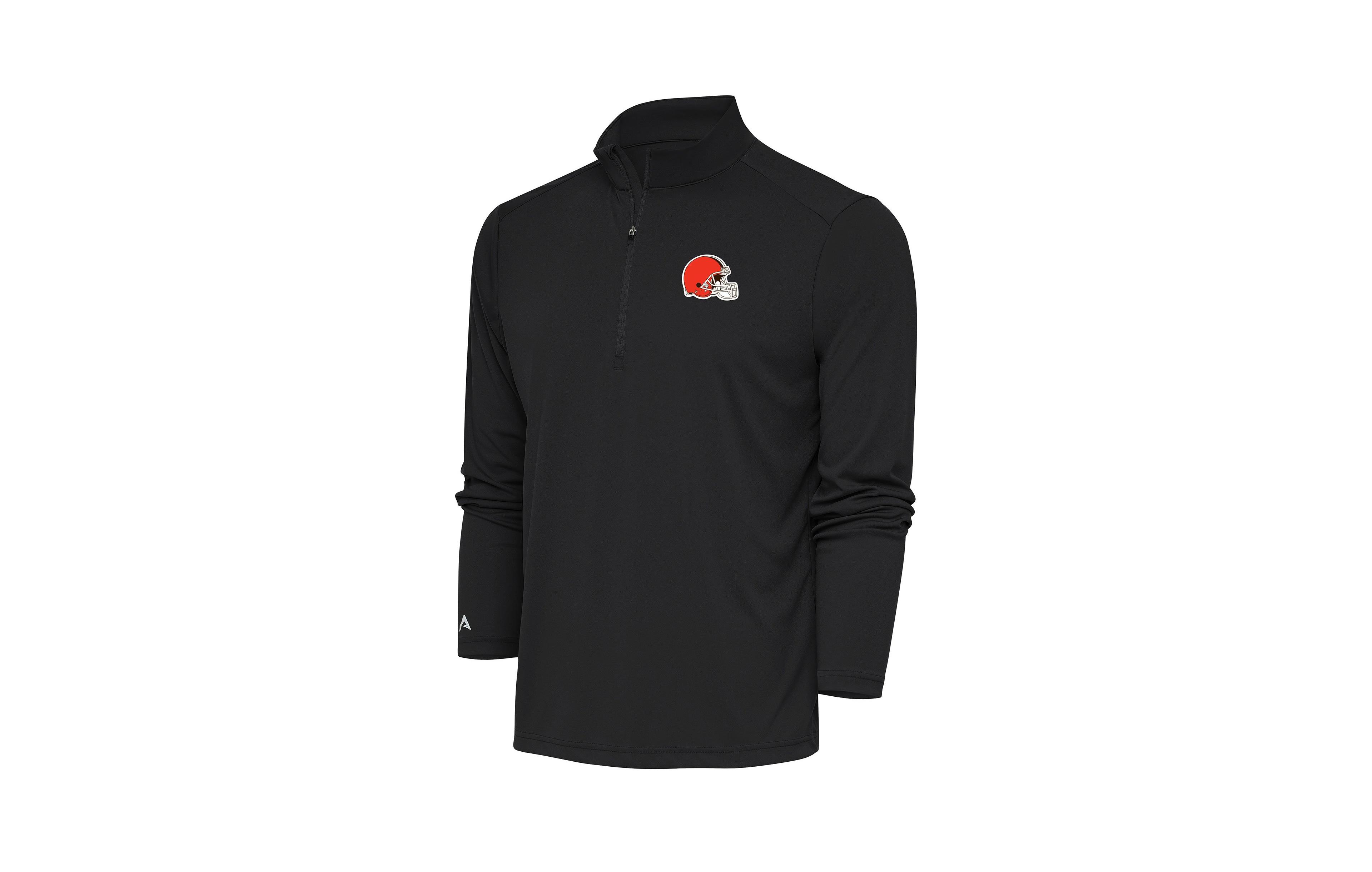 Antigua Men's Black Cleveland Browns Tribute Quarter-Zip Pullover Jacket