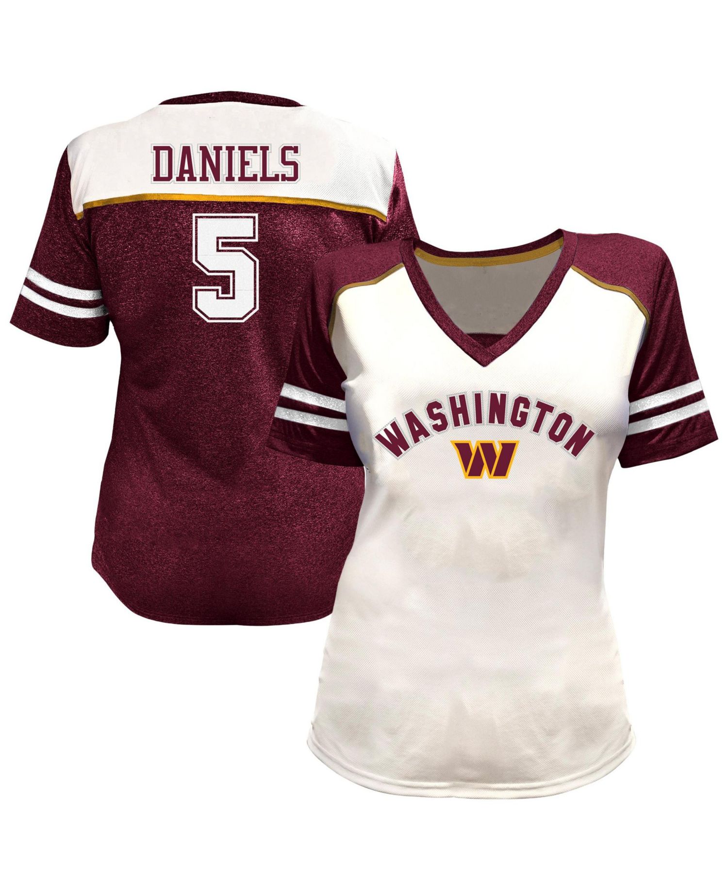 Plus Size Washington Commanders Rhinestone V-Neck T-Shirt