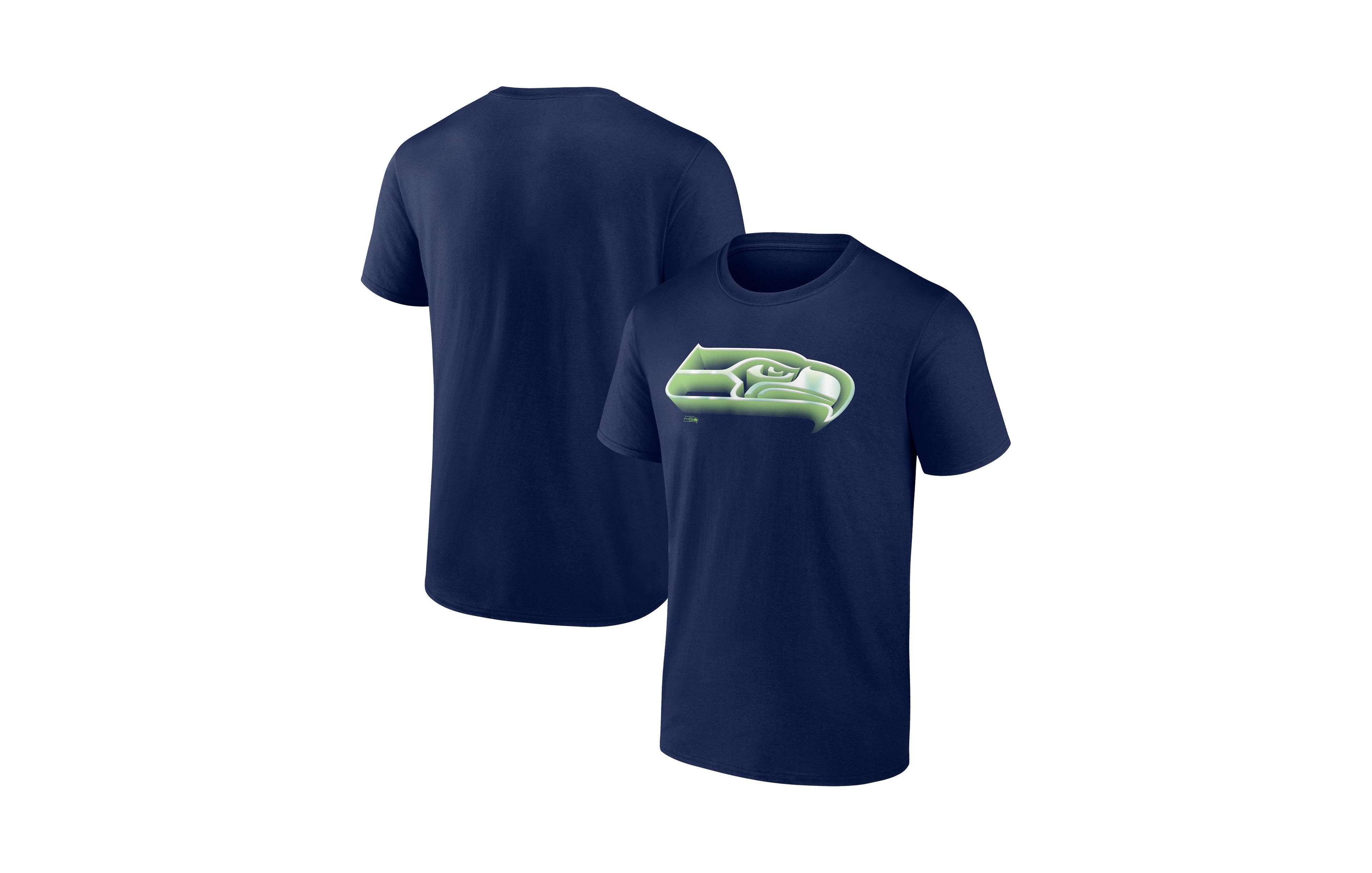 Fanatics Mto Label Men's Seattle Seahawks Chrome Dimension Screen-Print Crewneck T-Shirt