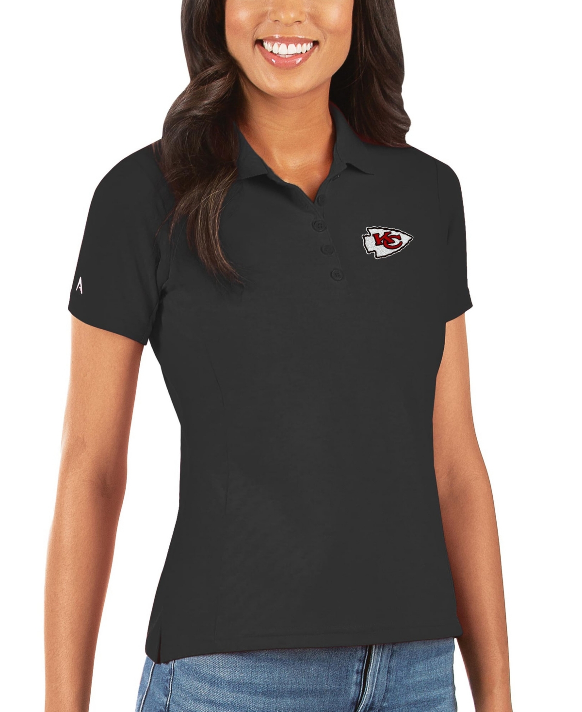 Antigua Women's Kansas City Chiefs Legacy Pique Polo Shirt In Black