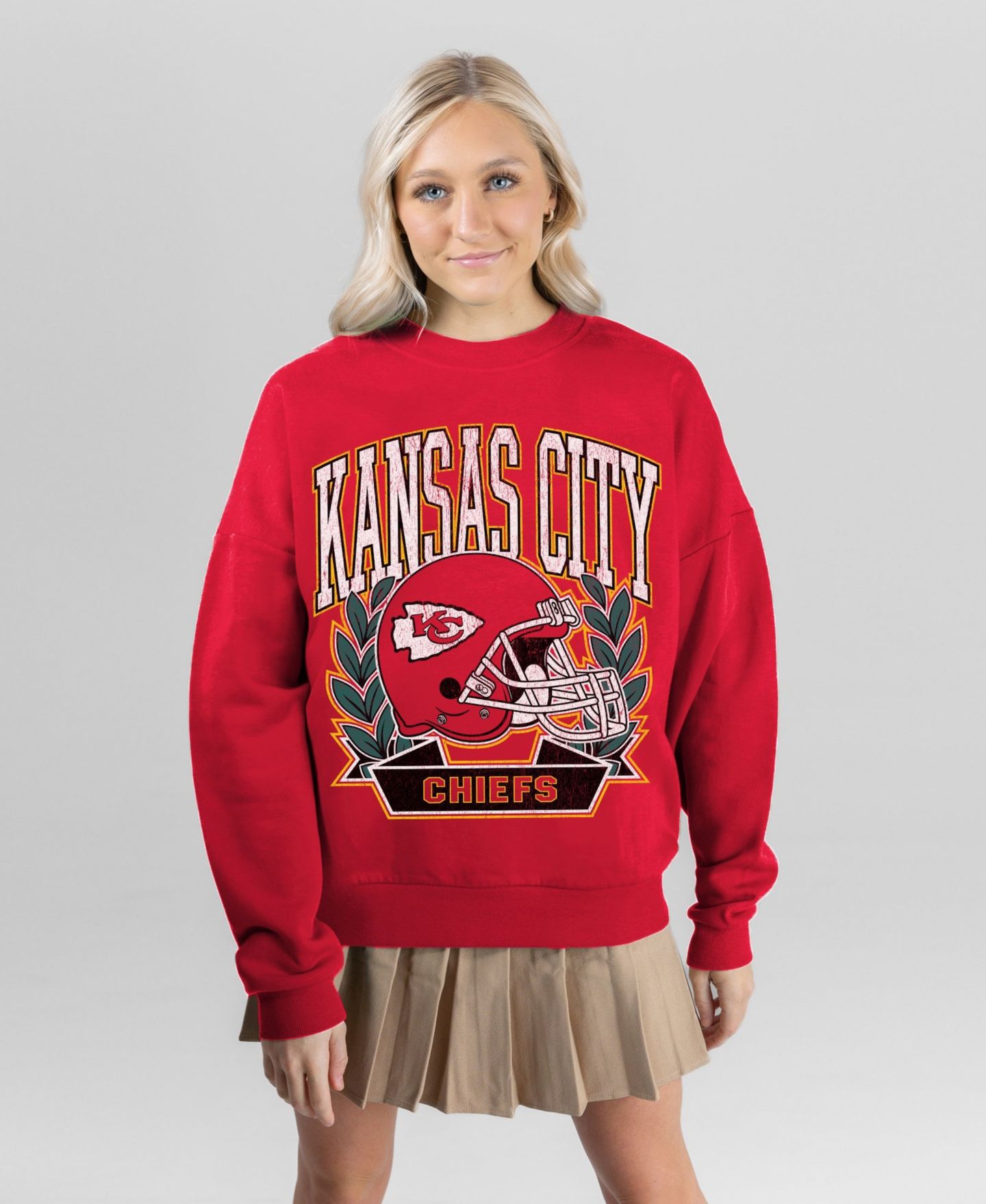 Женская толстовка Gameday Couture Kansas City Chiefs Classic Archives Premium Fleece Oversized Crewneck — фото 1