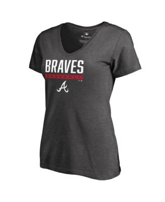 Women's Atlanta Braves Win Stripe V-Neck Short-Sleeve T-Shirt