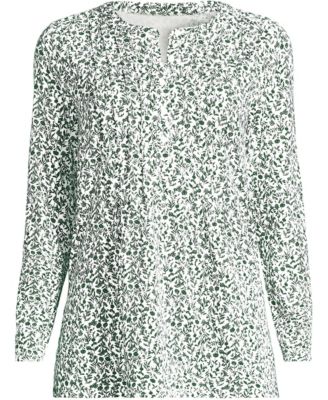 Plus Size Long-Sleeve Pintuck Tunic Blouse
