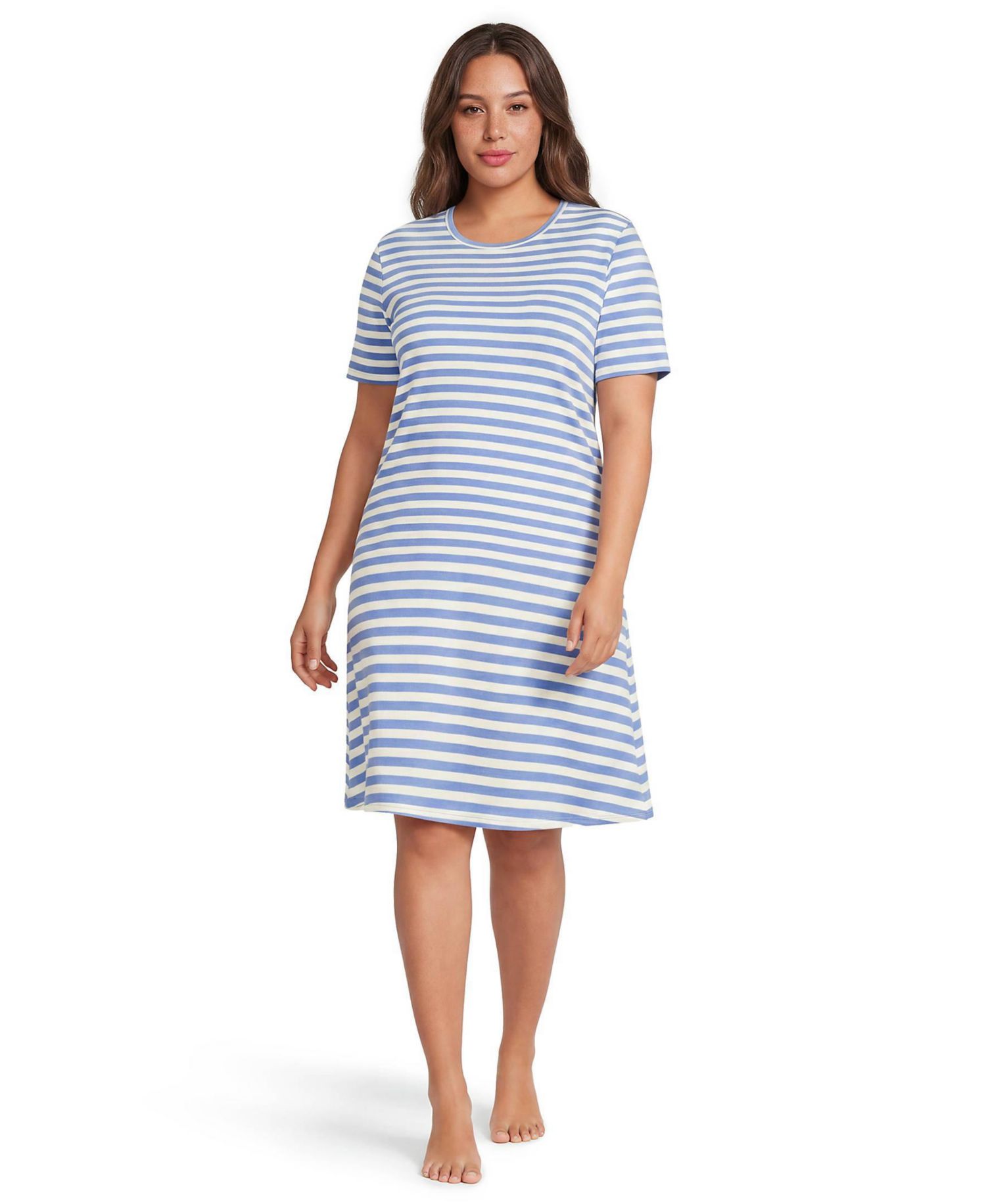 Plus Size Cotton Interlock Short Sleeve Knee Length Gown