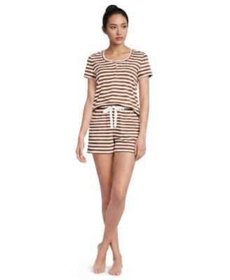 Women's Knit 2 Piece Pajama Set - Short Sleeve Top and Shorts