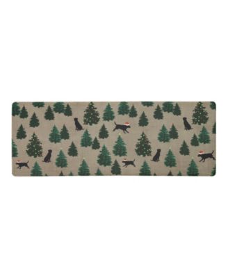 Dogs and Christmas Trees Non-Slip Kitchen Mat, 17.5" x 48"