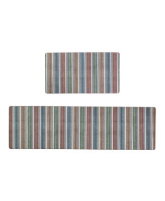 Vintage Stripes Non-Slip 2-Piece Kitchen Mat Set