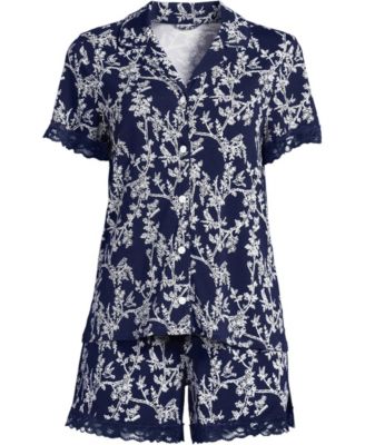 Plus Size Cooling Lace-Trim Top and Shorts 2-Piece Pajama Set, 4" Inseam