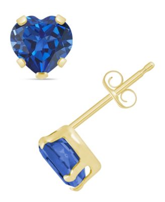 Lab-Grown Emerald (7/8 ct. t.w.) Stud Earrings in 10k Yellow Gold (Also available in Lab-Grown Opal, Ruby, and Sapphire) 
