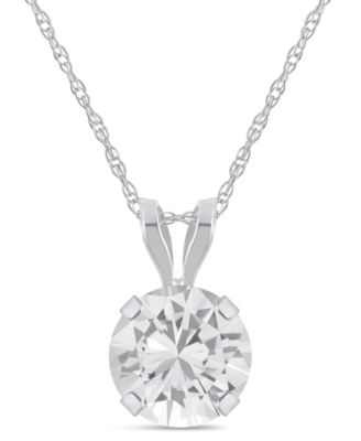 Amethyst (3/4 ct. t.w.) Pendant Necklace in 10k White Gold (Also available in Aquamarine, Black Onyx, Citrine, Garnet, Peridot, Blue Topaz, Pink Topaz, and White Topaz)