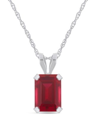 Lab-Grown Pendant Necklace in 10k White Gold (Available in Lab-Grown Emerald, Sapphire, Ruby, and Opal)