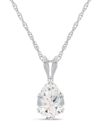 Pendant Necklace in 10k White Gold (Available in Amethyst, White Topaz, Pink Topaz, Blue Topaz, Peridot, Garnet, Citrine, Black Onyx, and Aquamarine)