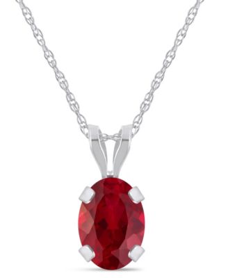 Lab-Grown Sapphire (1 ct. t.w.) Pendant Necklace in 10k White Gold (Also available in Lab-Grown Ruby, Opal, and Emerald)