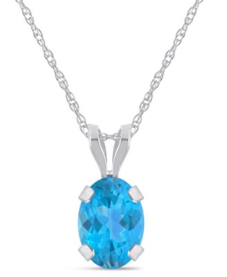 Pendant Necklace in 10k White Gold (Available in White Topaz, Pink Topaz, Blue Topaz, Peridot, Garnet, Citrine, Black Onyx, Aquamarine, and Amethyst)