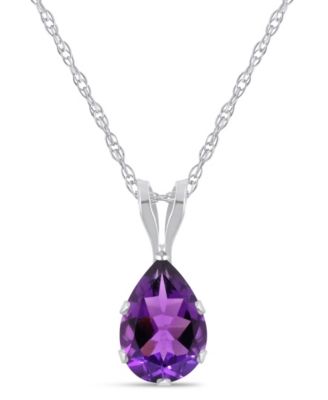 Pendant Necklace in 10k White Gold (Available in Amethyst, White Topaz, Pink Topaz, Blue Topaz, Peridot, Garnet, Citrine, Black Onyx, and Aquamarine)