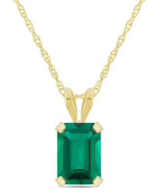 Lab-Grown Pendant Necklace in 10k Yellow Gold (Available in Lab-Grown Emerald, Sapphire, Ruby, and Opal)