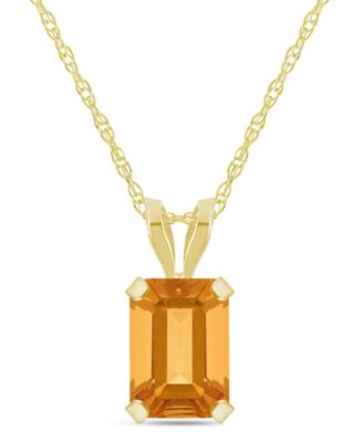 Pendant Necklace in 10k Yellow Gold (Available in Amethyst, White Topaz, Pink Topaz, Blue Topaz, Peridot, Garnet, Citrine, Black Onyx, and Aquamarine) 