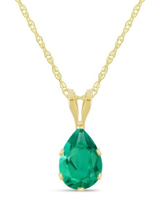 Lab-Grown Emerald (5/8 ct. t.w.) Pendant Necklace in 10k Yellow Gold (Also available in Lab-Grown Opal, Ruby, and Sapphire)
