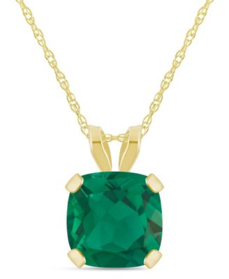 Lab-Grown Pendant Necklace in 10k Yellow Gold (Available in Lab-Grown Emerald, Sapphire, Ruby, and Opal)