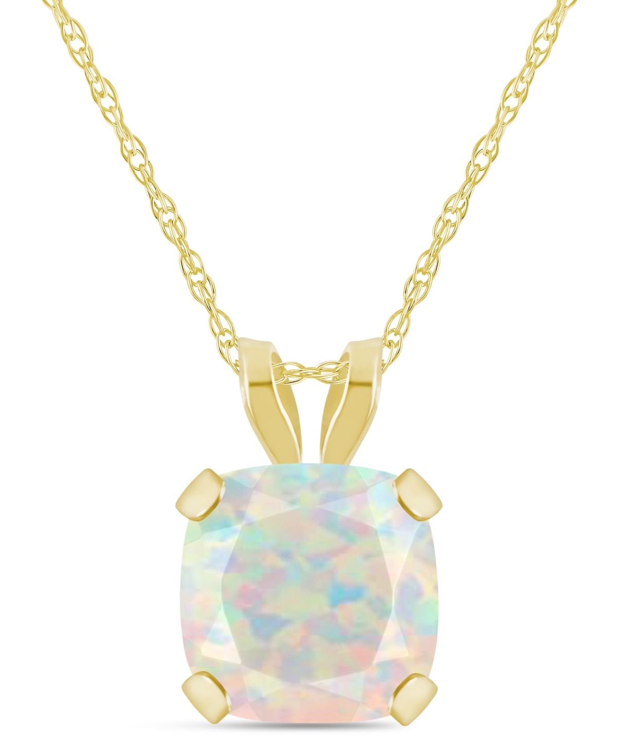 Macy's Lab-Grown Emerald (3/4 ct. t.w.) Pendant Necklace in 10k Yellow Gold - Opal