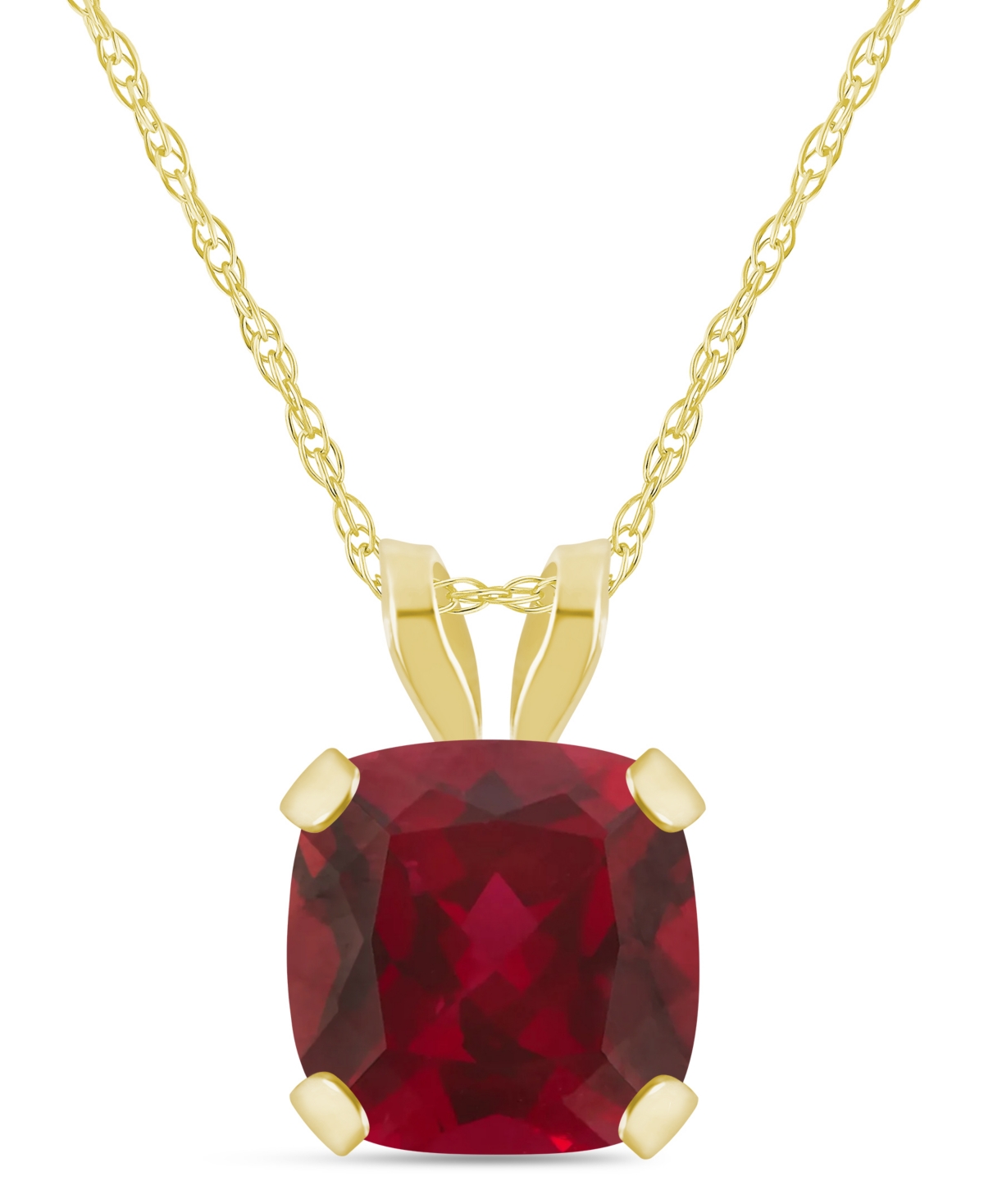 Macy's Lab-Grown Emerald (3/4 ct. t.w.) Pendant Necklace in 10k Yellow Gold - Ruby