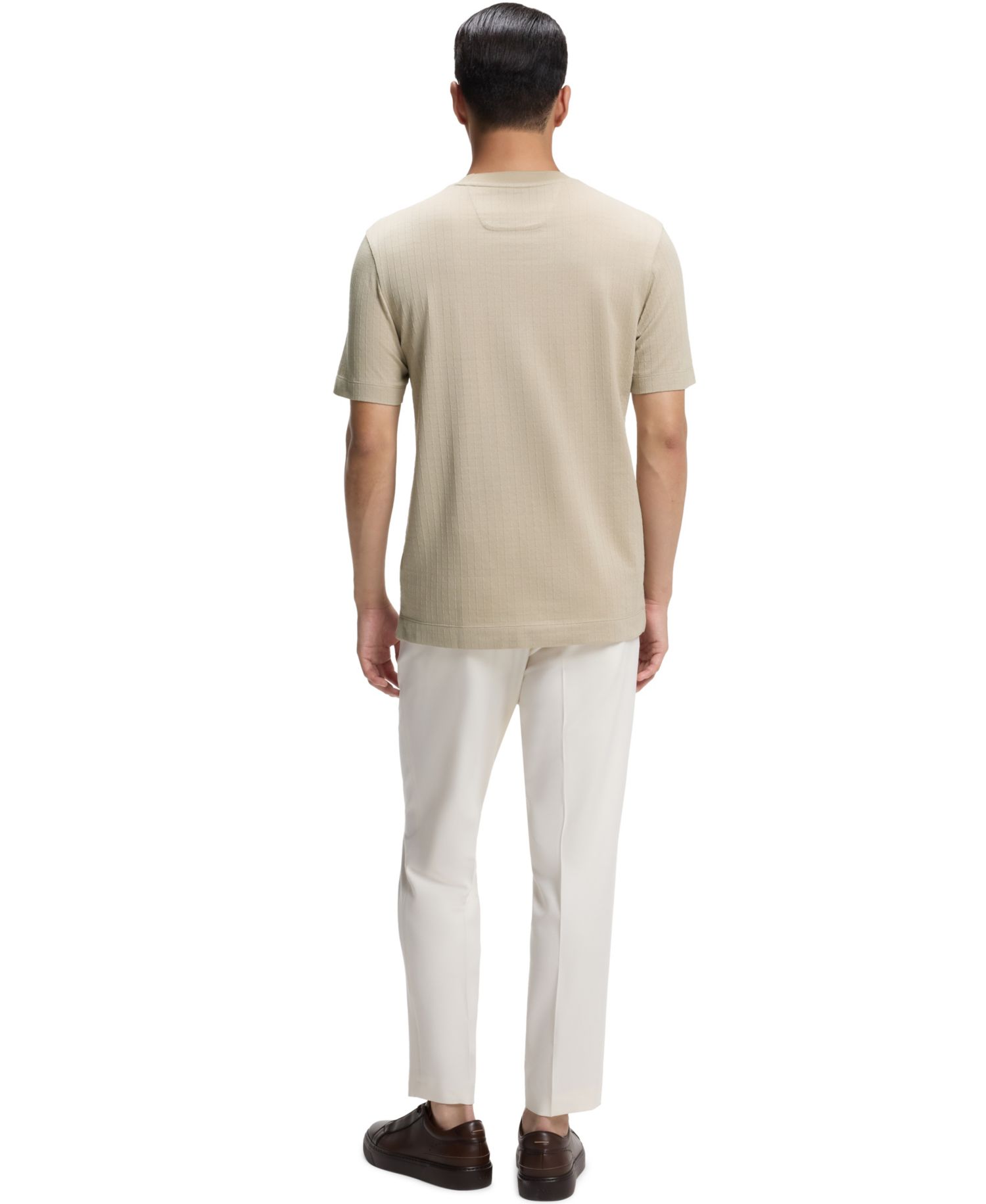 Men's Cotton-Silk Blend Windowpane-Check T-Shirt
