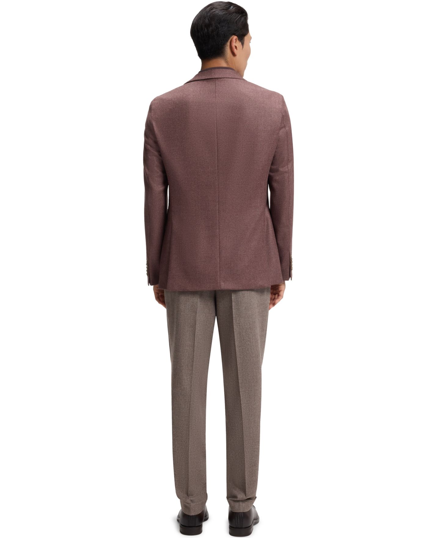 Мужской пиджак Hugo Boss Wool-Silk Regular-Fit Single-Breasted Blazer, цвет: Коричневый — фото 3