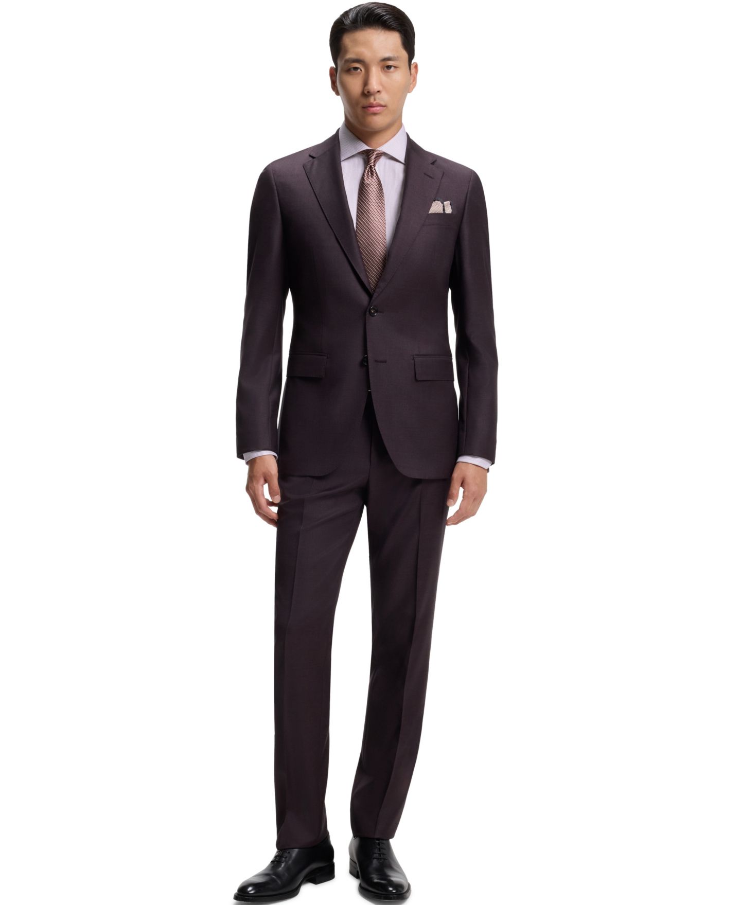 Мужская рубашка Hugo Boss BOSS by Cotton Fine-Striped Regular-Fit Dress Shirt, цвет: Розовый — фото 4