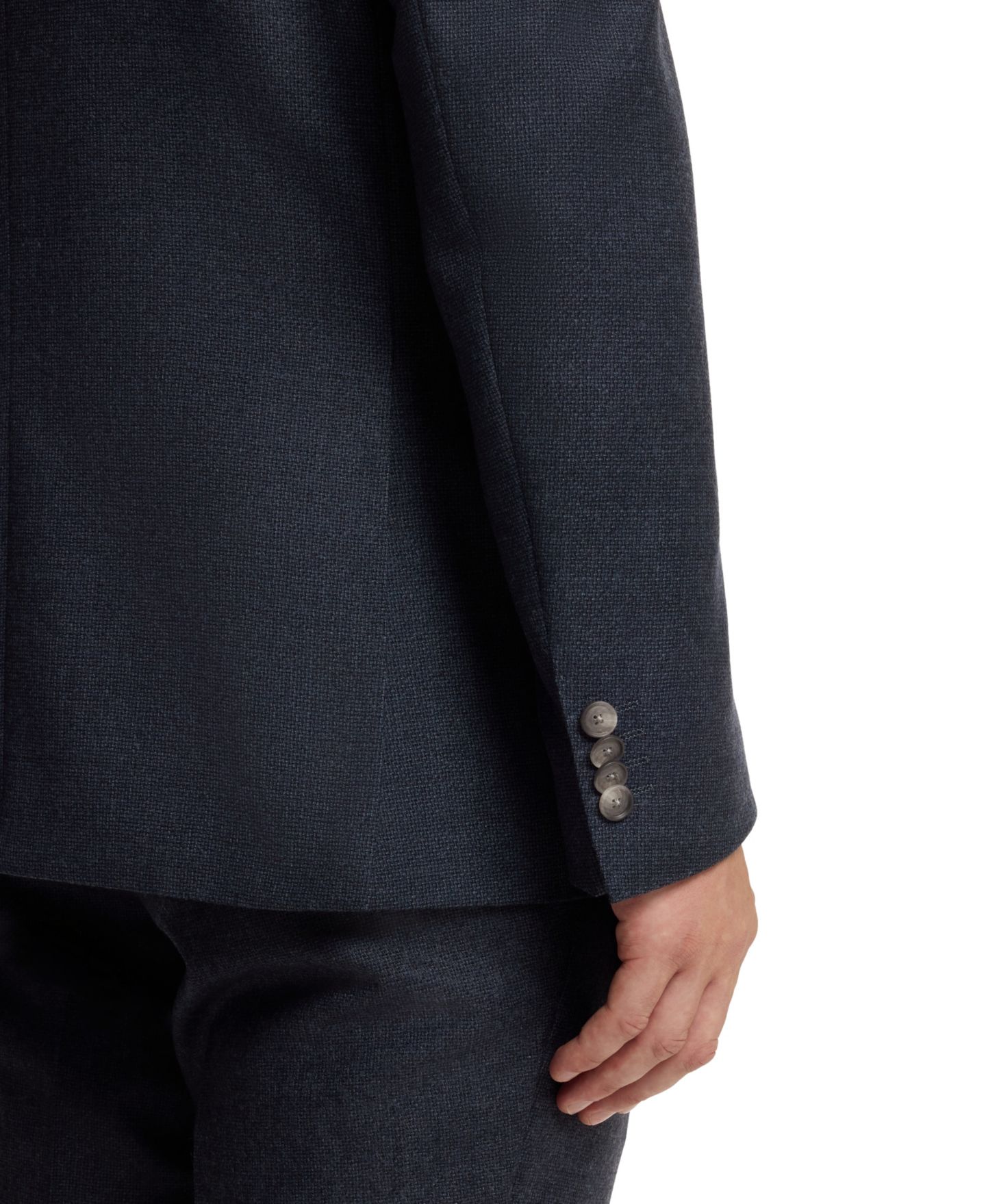 Мужской пиджак Hugo Boss Wool Patterned Slim-Fit Blazer, цвет: Тёмный синий — фото 7