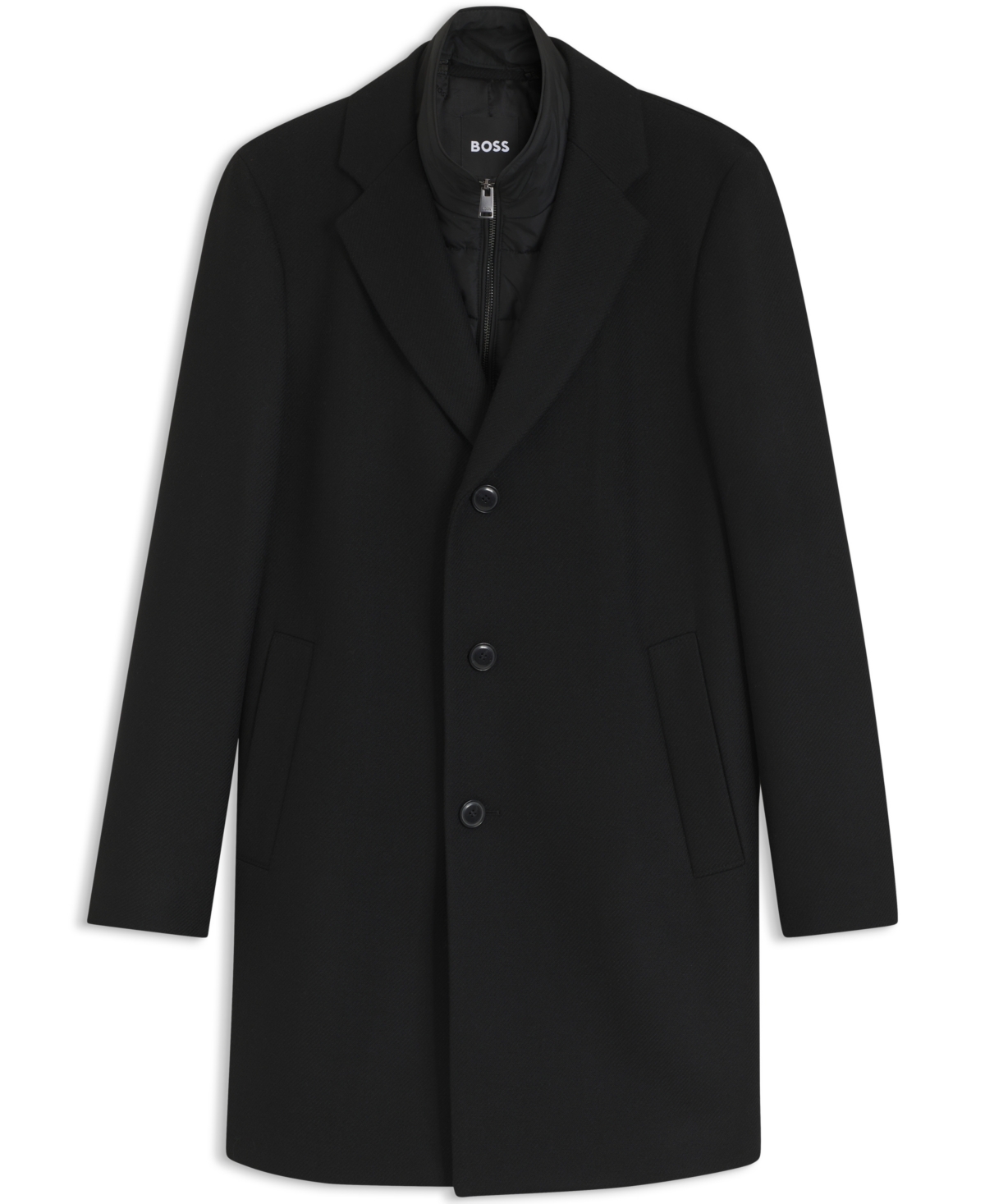Boss by Hugo Men's Wool-Blend Zip-Up Inner Formal Coat