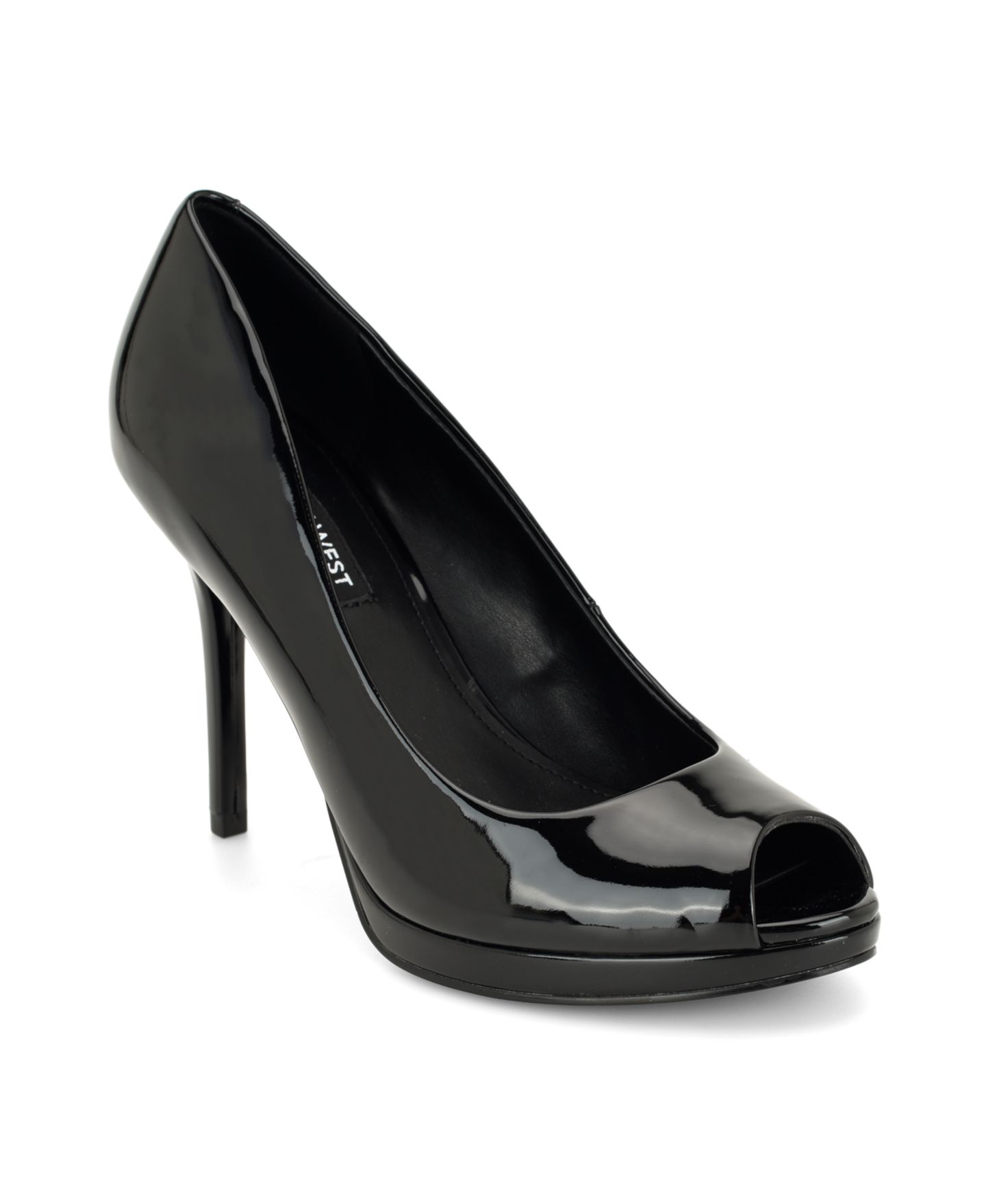 Женские туфли-лодочки Nine West Tyrah на платформе с открытым носком, цвет: Чёрный лаковый — фото 1