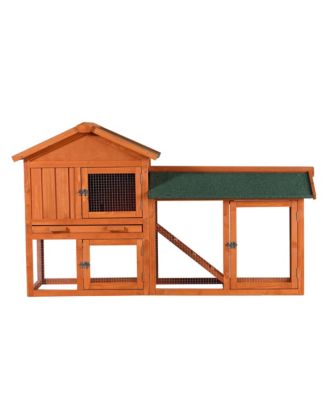 Large 2-Story Wooden Rabbit Hutch Bunny Cage with Waterproof Roof