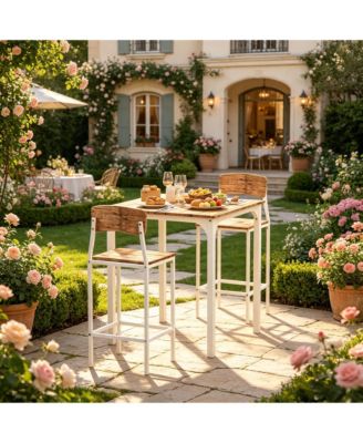 3-Piece Bistro Dining Set with Square Table and 2 Stools for Small Spaces