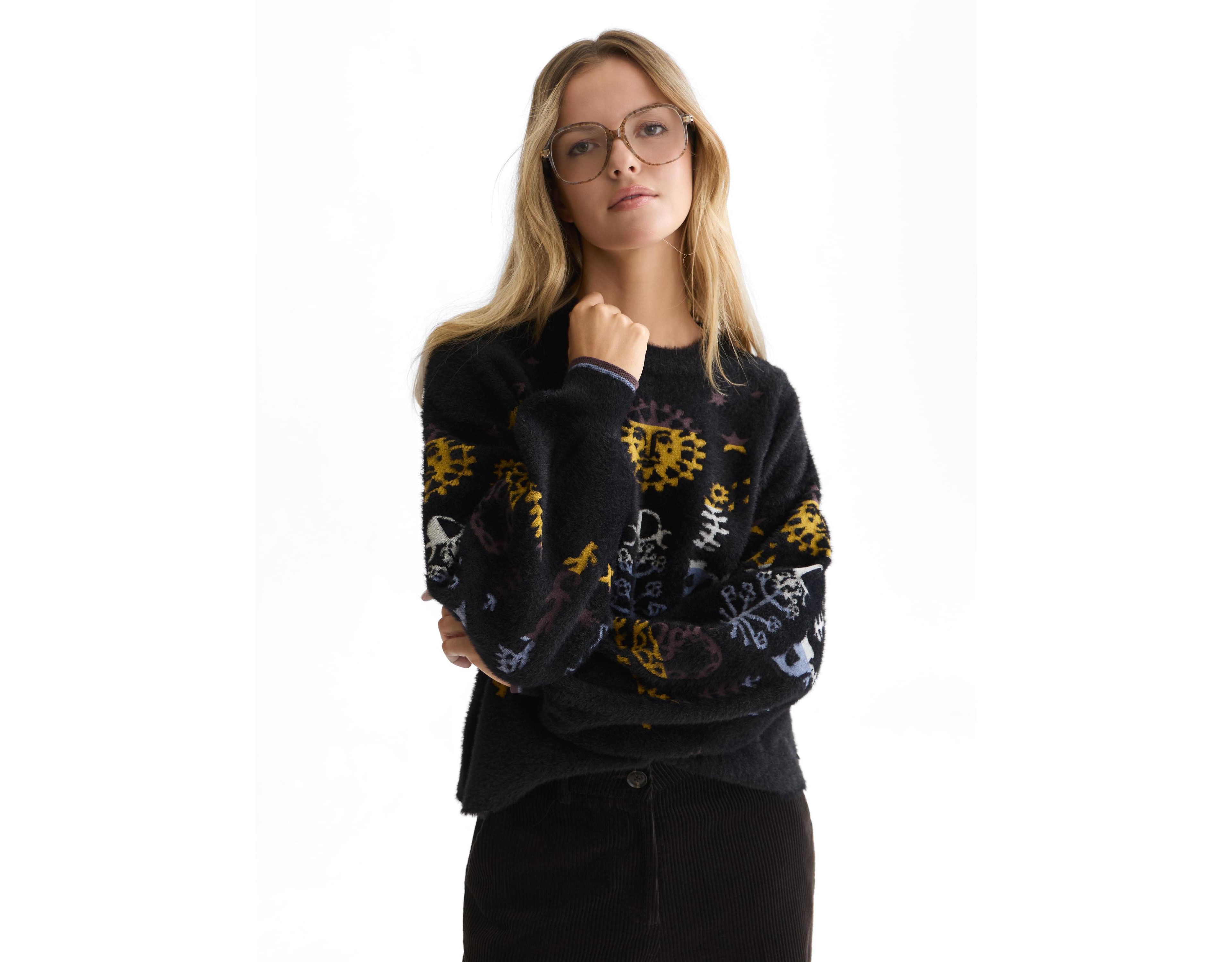 Scotch & Soda Women's Jacquard Oversized Crewneck Pullover Sweater