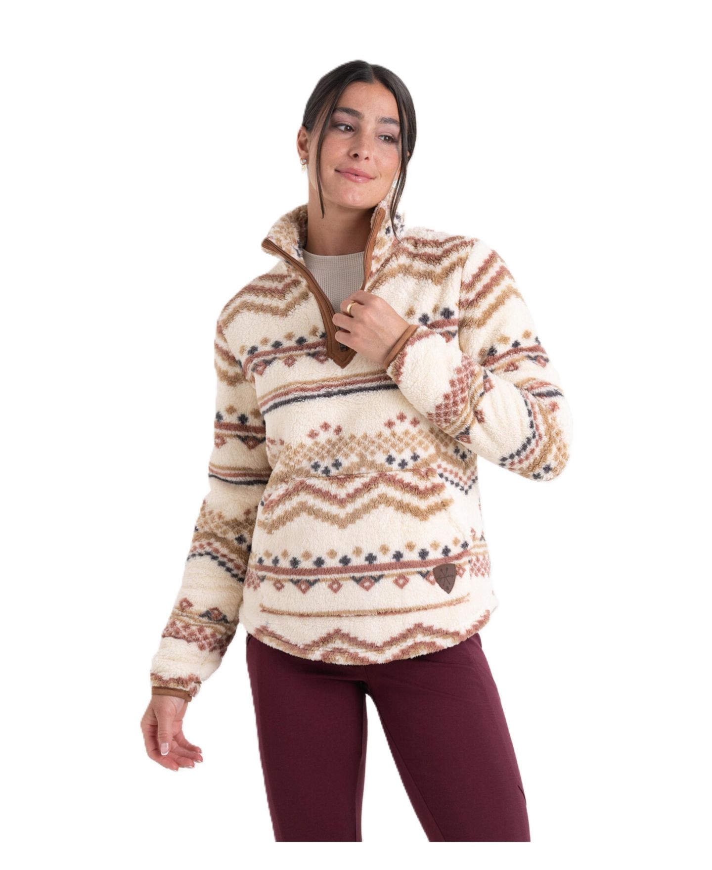 Женский свитер Legendary Whitetails Fuzzy Hide Fleece Quarter-Zip Mock-Neck Pullover, цвет: Country Comfort — фото 1